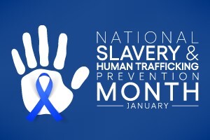 National Slavery and Human Trafficking Prevention Month January Logo.