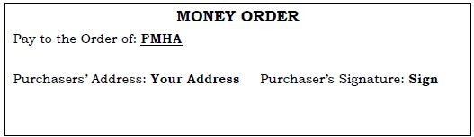 Money Order prompt for filling out correctly.