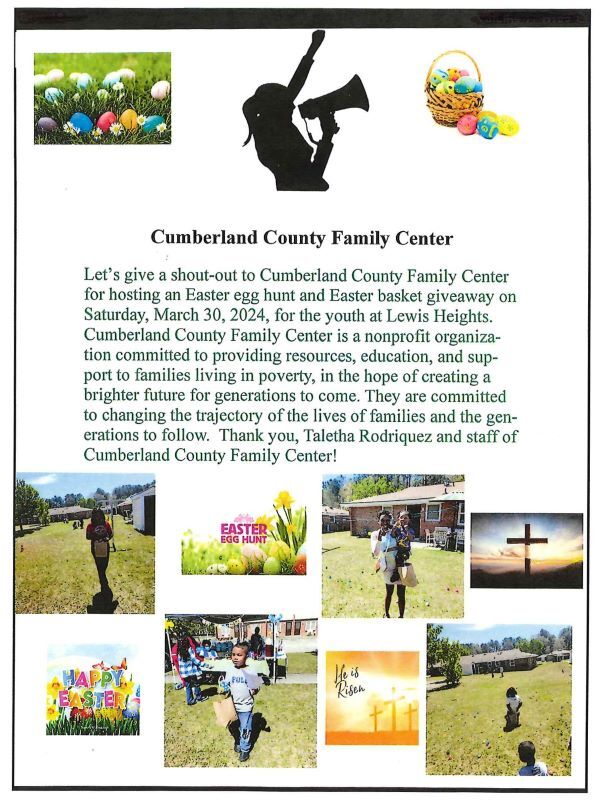 Cumberland County Family Center flyer, the information on this flyer is in the text above. 
