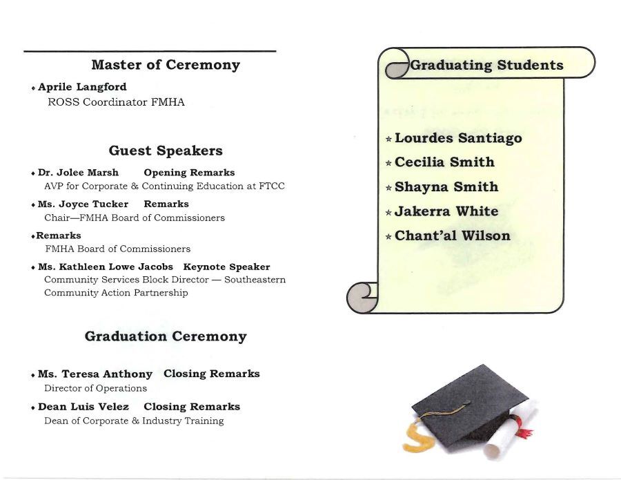 Graduation Ceremony Program inside. The information in this program is in the text above. 