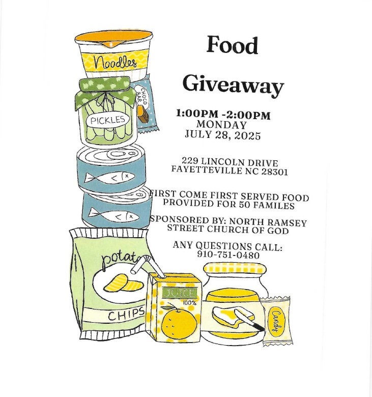 Food giveaway flyer. All information as listed below.