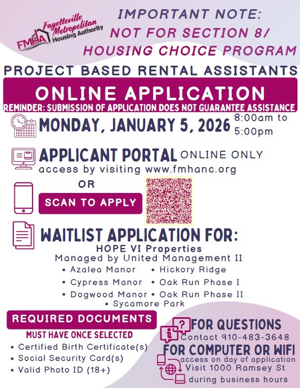 PBRA Online Application Flyer. December 2025. All information on this flyer is listed above.