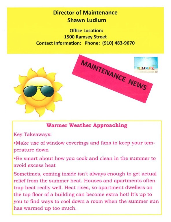 Warm Weather flyer page 1. All information as listed below.